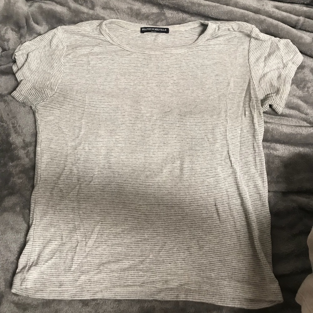 Gray and white striped t shirt